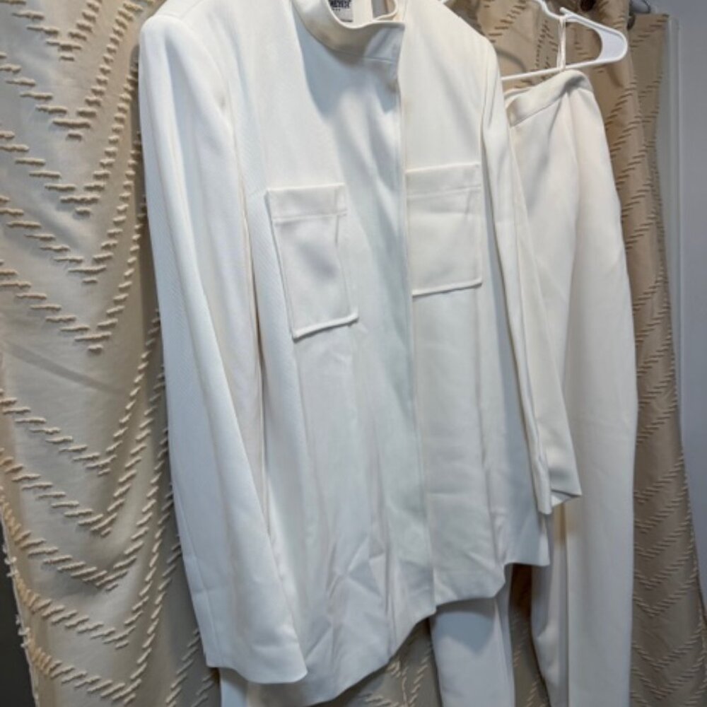 John Meyer Norwich Pantsuit 14 Ivory Vintage 90s Lined Made Romania - Picture 6 of 16